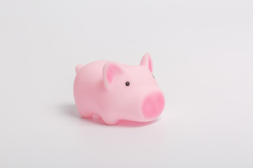 Cute little pink pig ornament on white background
