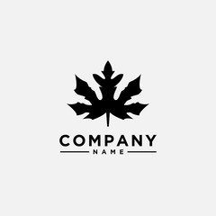Logo design template, with black marijuana leaf icon