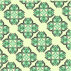 Green floral pattern on the cream background