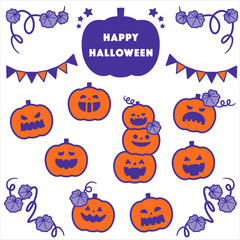 Halloween Jack-O-Lantern Various Face Set / 2 colors