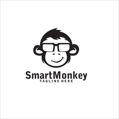 smart monkey logo design icon silhouette