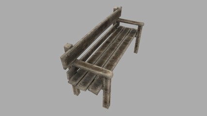 Old Bench Low-poly 3D model