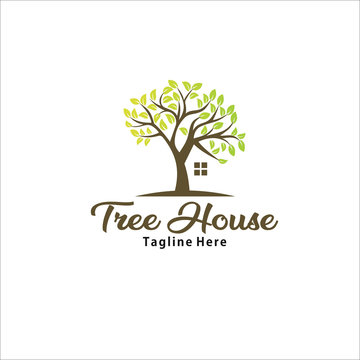 tree house logo design vector silhouette