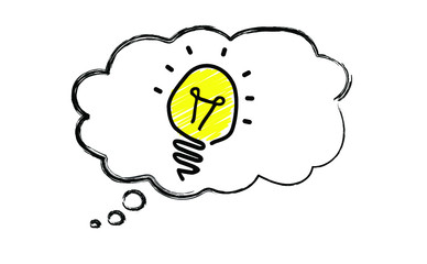Comic brain electric lamp idea doodle. FAQ, business loading concept. Fun vector light bulb icon or sign ideas. Brilliant lightbulb education or invention pictogram banner