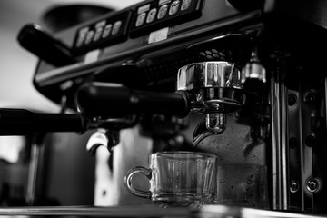 Coffee machine Cafe restaurant Black and white..