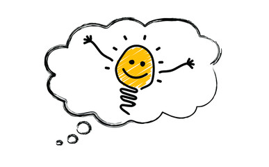 Comic brain electric lamp idea doodle. FAQ, business loading concept. Fun vector light bulb icon or sign ideas. Brilliant lightbulb education or invention pictogram banner