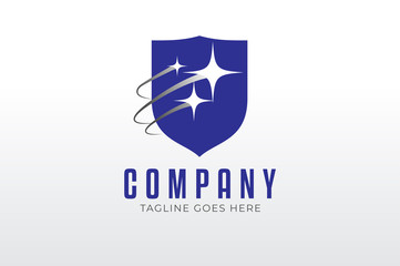 shield Logo,  shield icon with star inside, flat style Logo Design Template, vector illustration