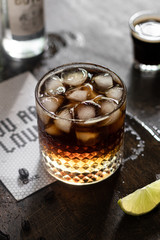 Espresso tonic with slice of lime 