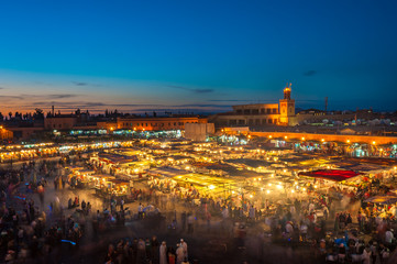 Fototapeta na wymiar Jemaa el-Fnaa, square and market place in Marrakesh, Morocco