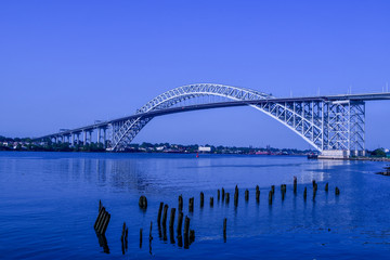 Bayonne Bridge in Bayonne, NJ with pier pilings