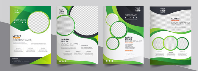 Vector eco flyer, poster, brochure, magazine cover template. Modern green leaf, environment design. - Vector - obrazy, fototapety, plakaty