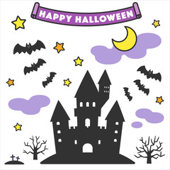 Halloween Night Spooky Castle Set / With Lines
