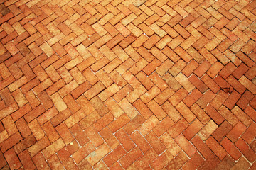 Ancient of pattern Red brick floor pavement stones