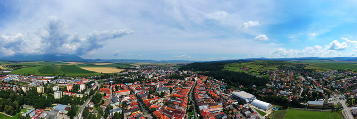 Aerial view of the historic center of Kezmarok in Slovakia