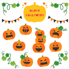 Halloween Jack-O-Lantern Various Face Set / No lines