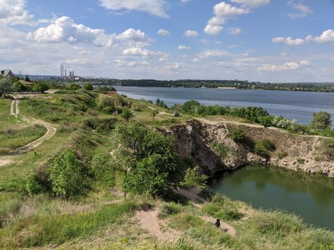 landscape with river and blue sky