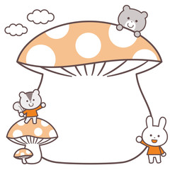 Mushrooms and Animals / Mushroom Frame / 2 colors