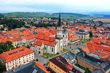 Fototapeta na wymiar Aerial view of the historic center in Levoca, Slovakia 