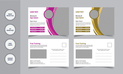 Beauty Spa Massage Post Card Template for 
Abstract Design.