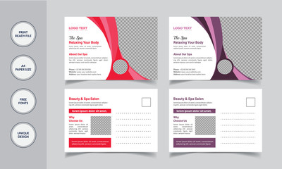 Beauty Spa Massage Post Card Template for 
Abstract Design.