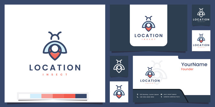 set logo location insect with line color concept logo design inspiration