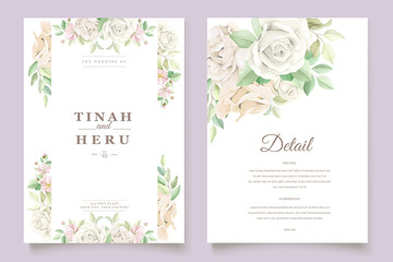Beautiful soft floral and leaves wedding invitation card set