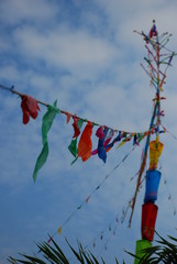 prayer flags in the city