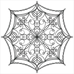  Flower mandala - black and white vector. Antistress coloring page.