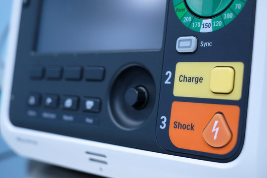 Defibrillator machine. Defibrillation is a treatment for life-threatening cardiac arrhythmias.