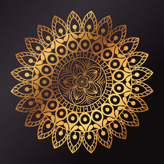 golden flower mandala, vintage luxury mandala, ornamental decoration vector illustration design