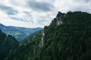 Aerial view of the Mala Fatra mountains in the village of Terchova in Slovakia