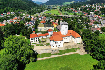 Aerial view of Budatinsky Castle in Zilina, Slovakia