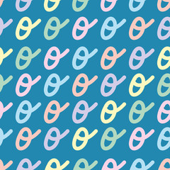 Script letter O wallpaper pattern background. Hand written glyph vector repeat illustration.