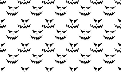 Halloween vector illustration. Seamless pattern with hand drawn scary faces. Spooky character for banner, poster, invitation or festive decoration