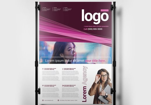Poster Banner Layout with Diagonal Lines