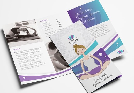 Yoga Studio Trifold Brochure with Purple Gradient