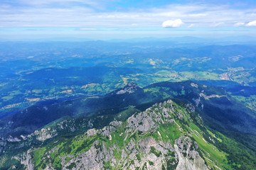 Fototapeta premium Aerial view of the top of Velky Rozsutec in the village of Terchova in Slovakia