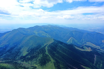 Obraz premium Aerial view of the Mala Fatra mountains in the village of Terchova in Slovakia
