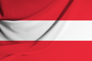 The national flag of Austria on fabric texture background. Flag image for design on flyers, advertising.