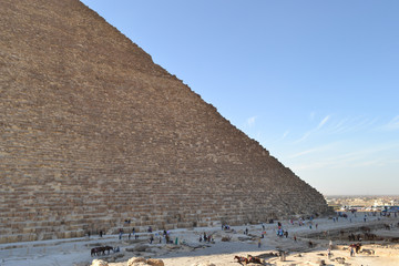 The Great pyramids of Egypt in Giza, Cairo, on sunset