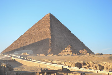 The Great pyramids of Egypt in Giza, Cairo, on sunset