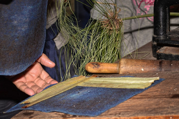 An ancient Egyptian technology - hand craft of making a papyrus paper 