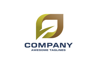 creative Green leaf logo square style design template.