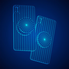 Obraz premium Smartphone Cellphone Pop Socket Holder. Wireframe low poly mesh vector illustration.