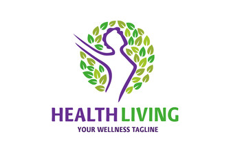 Wellness happiness success logo symbol. Green nature leaves logo