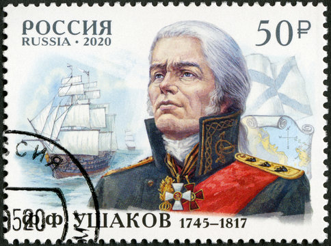 RUSSIA - 2020: shows Fyodor Fyodorovich Ushakov (1745-1817), naval commander, admiral, 2020