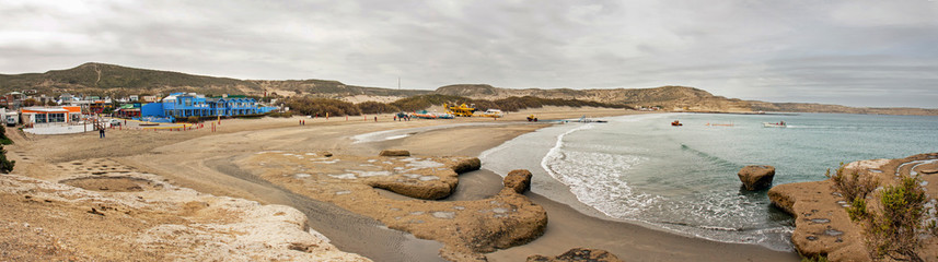 Puerto Piramides beach, on Peninsula Valdes, Argentina, where whale watching excursion boat are launched.    © Roel