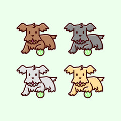 CUTE DOGS PLAYS WITH A BALL IN DIFFERENT COLOR ILLUSTRATION