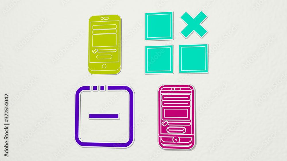 Poster checkbox colorful set of icons, 3d illustration for checklist and choice