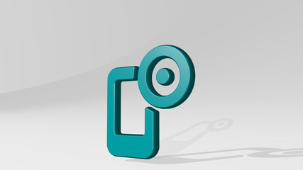 PHONE ACTION RECORD 3D icon casting shadow, 3D illustration for mobile and business